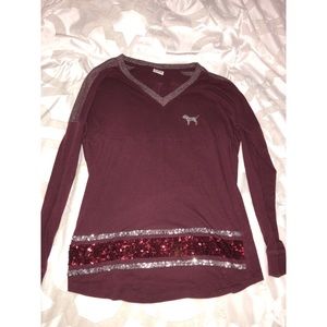 VS PINK maroon long sleeve shirt